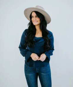 Avvio LA Kaden Cowl Neck Satin Blouse Tops