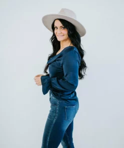 Avvio LA Kaden Cowl Neck Satin Blouse Tops