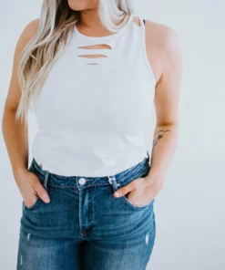 Doe & Rae Heart On Lock Distressed Tank