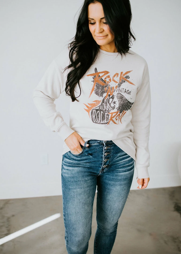 Pink Nabi Rock 'N Roll Graphic Pullover Curvy 3 Pink Nabi Rock 'N Roll Graphic Pullover Curvy