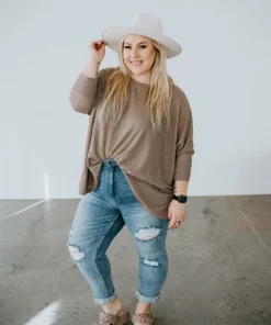 La Miel Curvy Tiana Waffle Knit Top