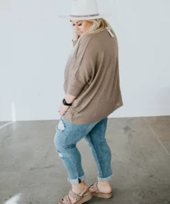 La Miel Curvy Tiana Waffle Knit Top