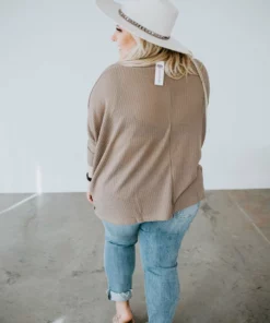 La Miel Curvy Tiana Waffle Knit Top