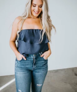 La Miel Tops Dahlia Strapless Ruffle Top