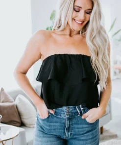 La Miel Tops Dahlia Strapless Ruffle Top