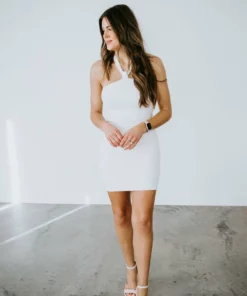 Olivaceous Dresses Love Language Halter Mini Dress