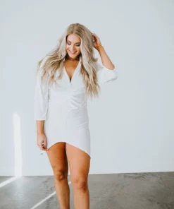 Venti6 Dresses Kaia Ruched V-Neck Dress