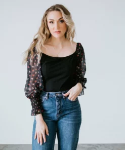 Shiying Fashion Rosalina Sheer Sleeve Top Tops