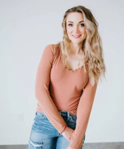 POL Clothing Inc. Tops Cindie Ribbed V-Neck Top