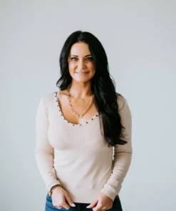 POL Clothing Inc. Tops Cindie Ribbed V-Neck Top