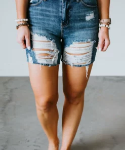 Risen Mae Distressed Denim Shorts