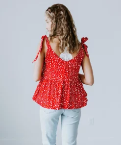 AEMI + CO On The Dot Peplum Tank Tops