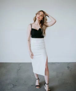 Venti6 Bottoms Skye Faux Leather Pencil Skirt