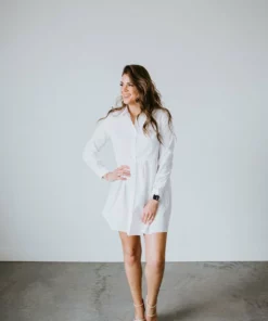 Cherish Brand Austyn Peplum Shirt Dress Long Sleeve