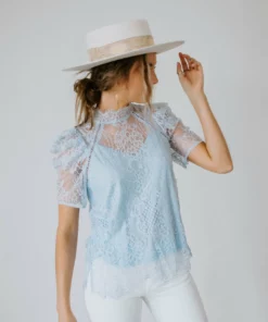 Andree By Unit Corrine Lace Puff Sleeve Top Tops