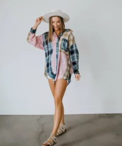 Ee:some Keysha Patchwork Plaid Top