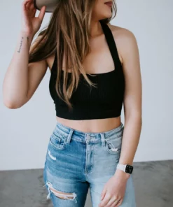 Trend Notes Margot Ribbed Knit Crop Tank Tops