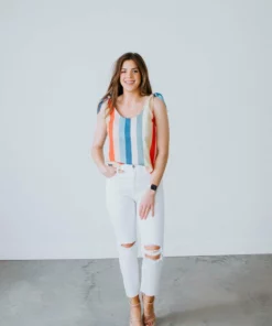 AEMI + CO Tulla Striped Tank Top Tops