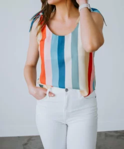 AEMI + CO Tulla Striped Tank Top Tops