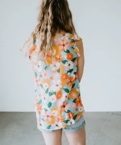 Les Amis Garden Party Ruffle Sleeve Top Tops