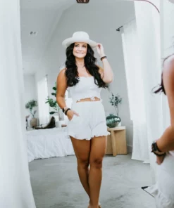 Peach Love Dresses Gloria Cutout Ruffle Romper