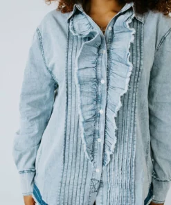 Cezele Tops Marielle Ruffle Button Up Top