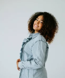 Cezele Tops Marielle Ruffle Button Up Top