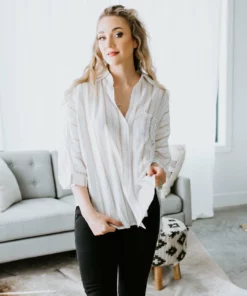 Style Rack Tops Diandra Striped Button Up Top