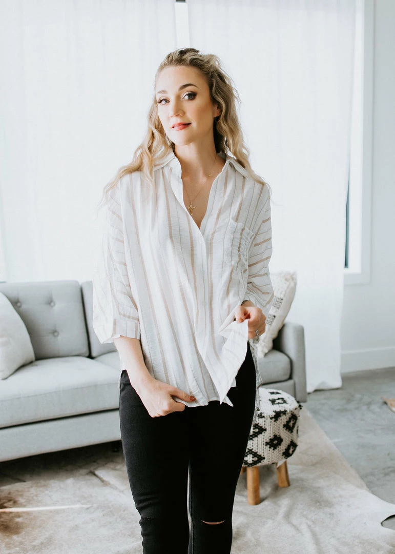 Style Rack Tops Diandra Striped Button Up Top 3 Style Rack Tops Diandra Striped Button Up Top