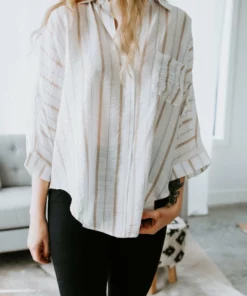 Style Rack Tops Diandra Striped Button Up Top