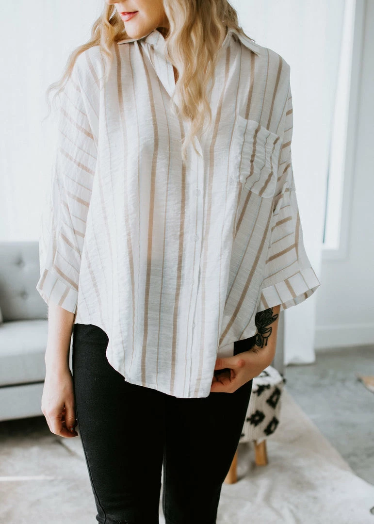 Style Rack Tops Diandra Striped Button Up Top 4 Style Rack Tops Diandra Striped Button Up Top