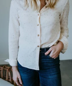 Mystree, Inc. Good As Gold Button Up Top