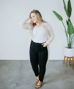 Crescent Cherish Me Ribbed Knit Cardigan Tops