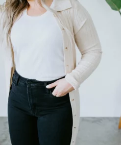 Crescent Cherish Me Ribbed Knit Cardigan Tops