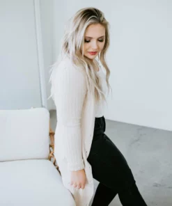 Crescent Cherish Me Ribbed Knit Cardigan Tops