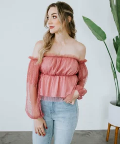 Peach Love California Ready Or Dot Peplum Top Tops