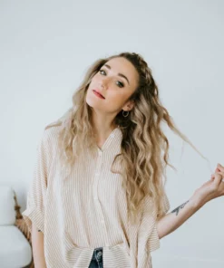 Day + Moon Lilah Button Down Shirt Taylor & Olivia's Live Try On