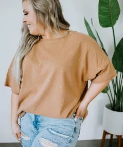 Peach Love California Tops Shelbie Splatter Paint Tee