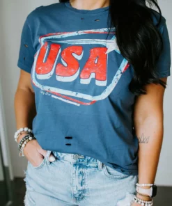 Country Deep USA Distressed Graphic Tee