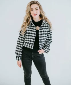 Le Lis Avis Cropped Gingham Jacket Outerwear