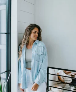 Risen On Record Denim Top