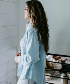 Risen On Record Denim Top