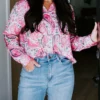 Cezele Paisley Fun Button Up Top