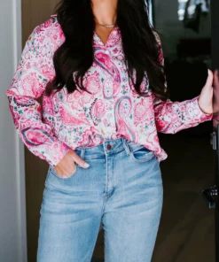 Cezele Paisley Fun Button Up Top