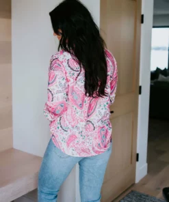 Cezele Paisley Fun Button Up Top