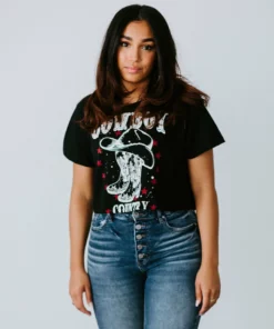 Rustee Clothing Cowboy Country Graphic Crop Tee