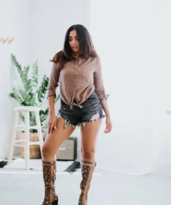 Lauriebelles To Tie For Chambray Top Tops