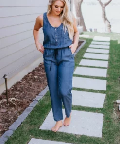 Sweet Lovely By Jen Everyday Ease Denim Jumpsuit Curvy