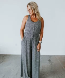 Fantastic Fawn Sitting Pretty Stripe Jumpsuit Dresses