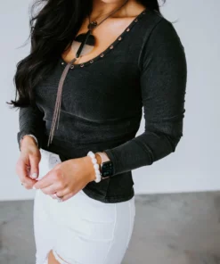 POL Clothing Inc. Tops Cindie Ribbed V-Neck Top